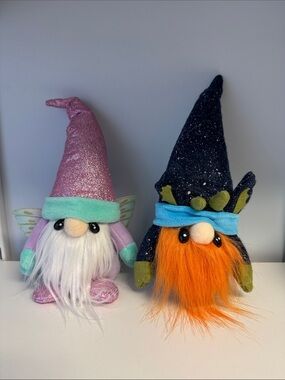 Pair of Glitter Gnome Plush Dolls - Hug Feel the Love Brand